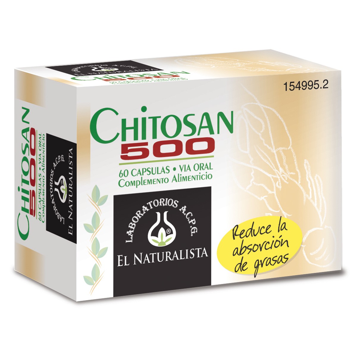 Imagen de EL NATURALISTA CHITOSAN 500 60 CAPSULAS