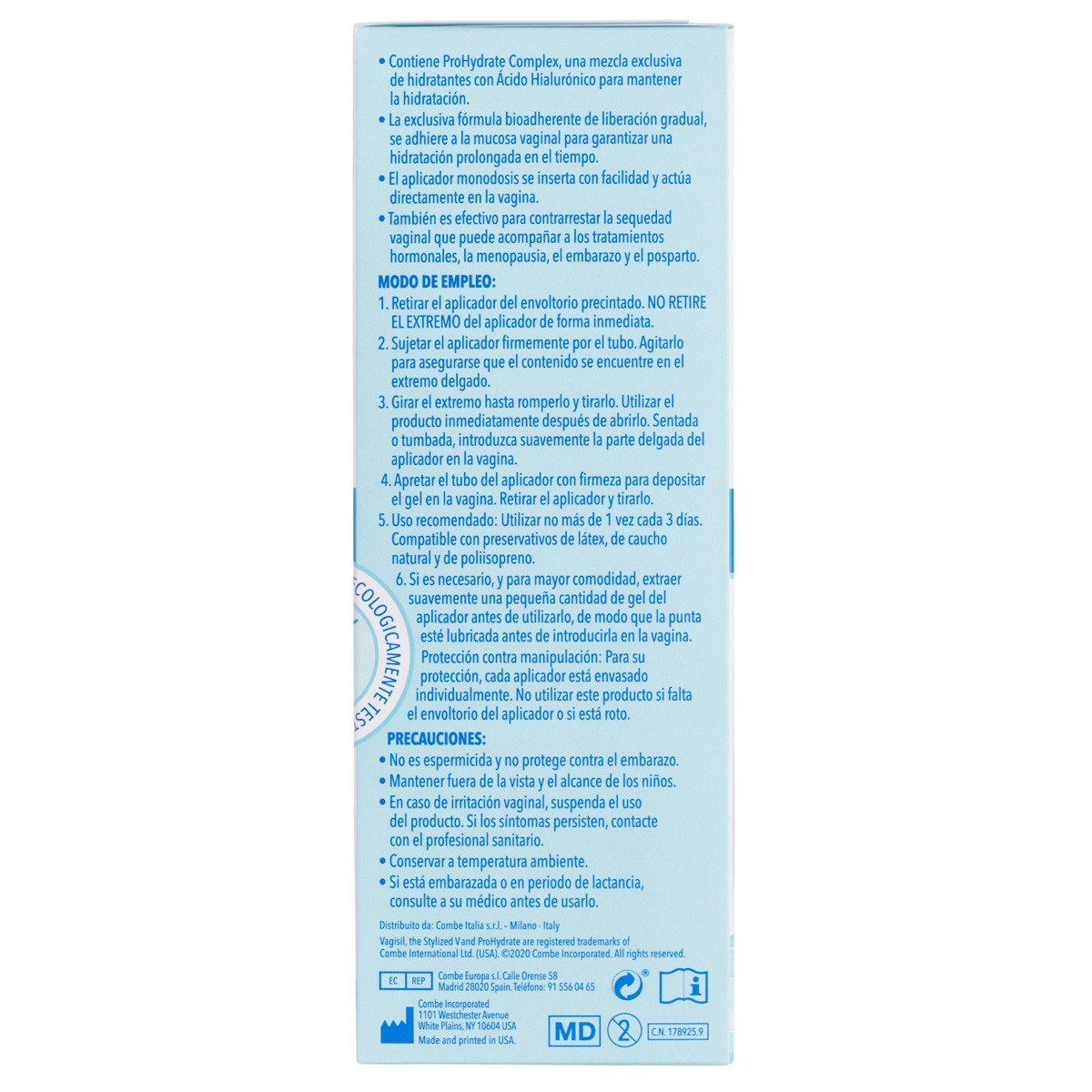 Imagen de Vagisil íntima gel hidratante interno 6ud x 5g