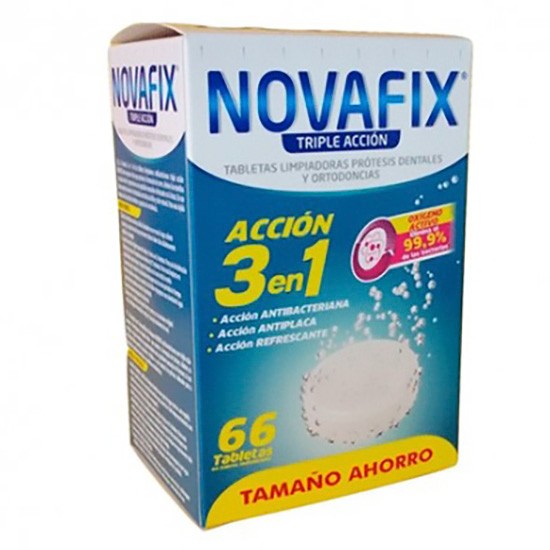 Imagen de Novafix tabletas limpiadoras triple acción de 66 unidades