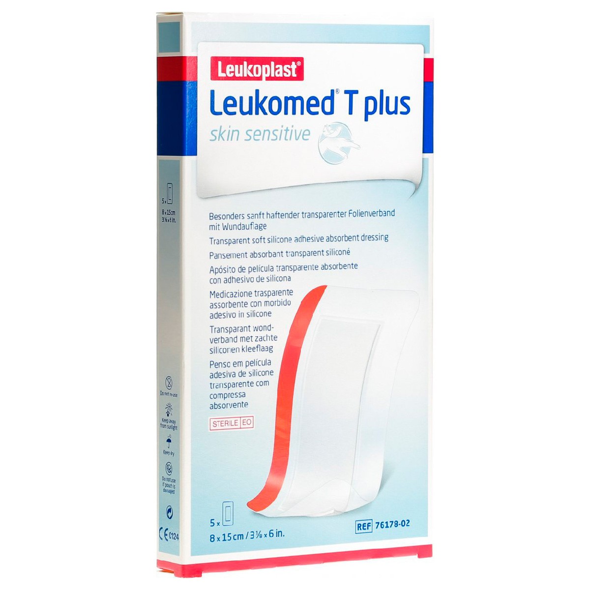 Imagen de Leukomed T Plus Skin Sensitiv 8cm x 15cm 5u