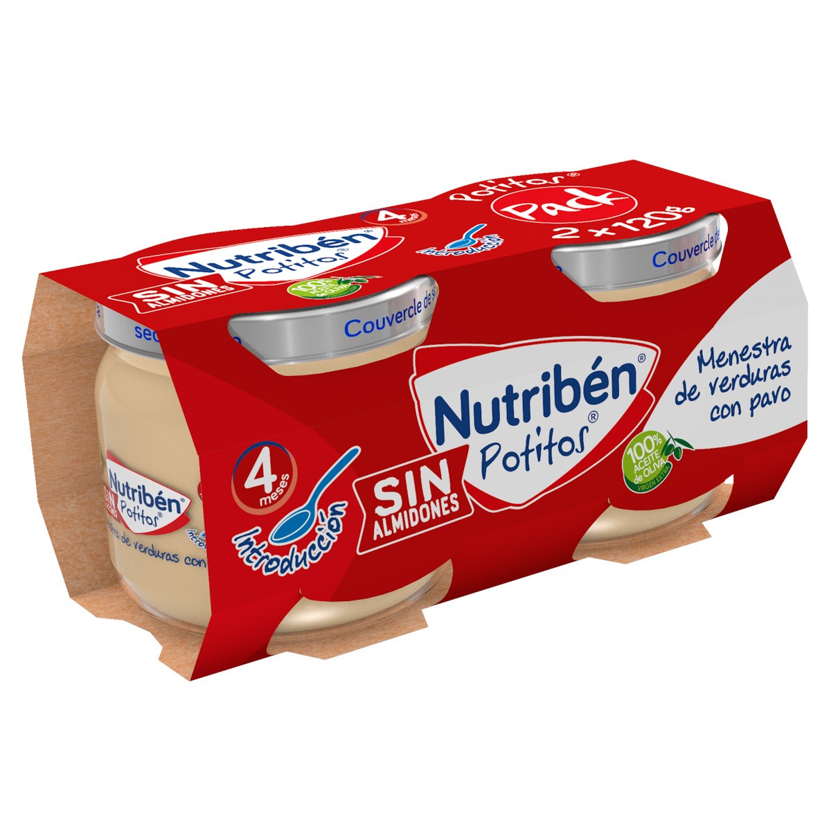 Imagen de Nutriben Potitos Introducción a la carne: menestra de verduras con pavo 
2x120g