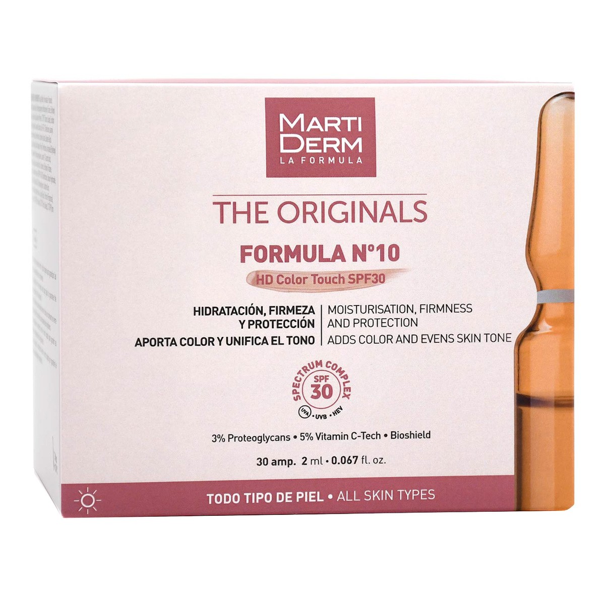 Imagen de MartiDerm The Originals Formula Nº10 HD Color Touch SPF30 30 ampollas