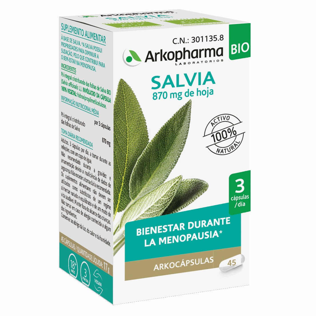 Imagen de Arkopharma Arkocápsulas salvia 48 cápsulas