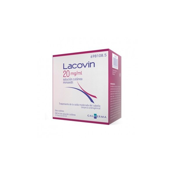 Imagen de Lacovin 20 mg/ml sol. cutánea 4 frascos 60 ml